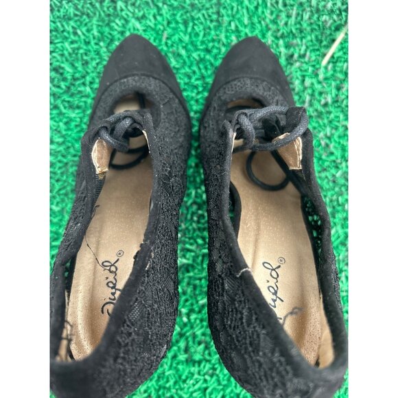 Quipid Black Lace Platform Booties 8.5 Whimsigoth Goth Gothic Witchy Lace - Picture 5 of 9